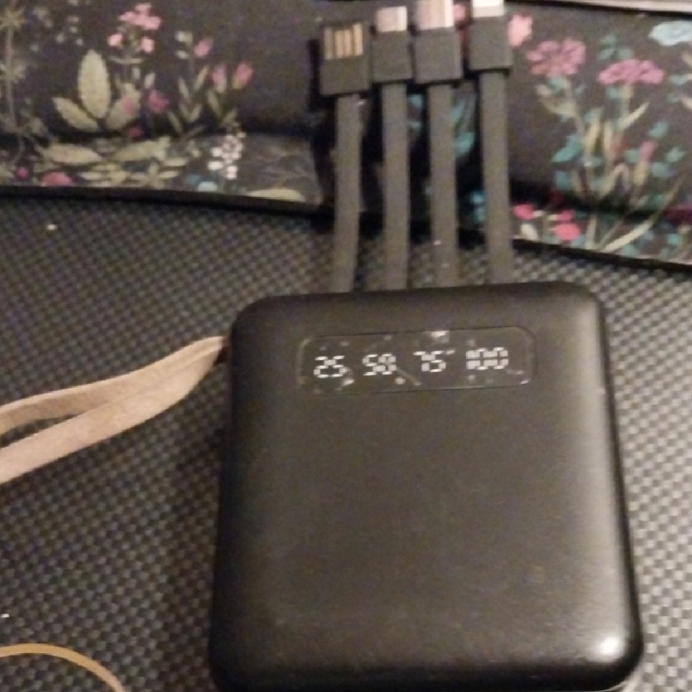 Portable Black Multi-Cable Power Bank